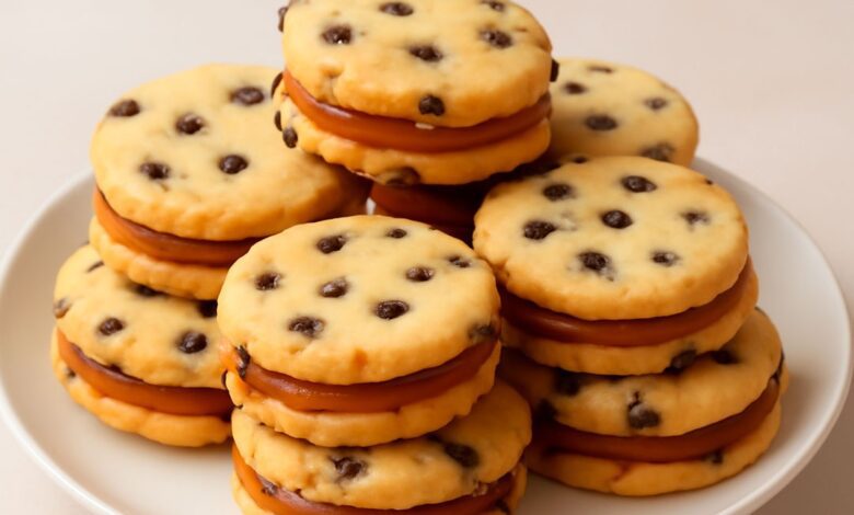 GALLETAS CON CHISPAS DE CHOCOLATE RELLENAS DE CARAMELO 1