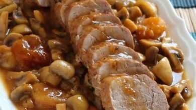 Lomo de Cerdo en Salsa de Champiñones y Albaricoques 9