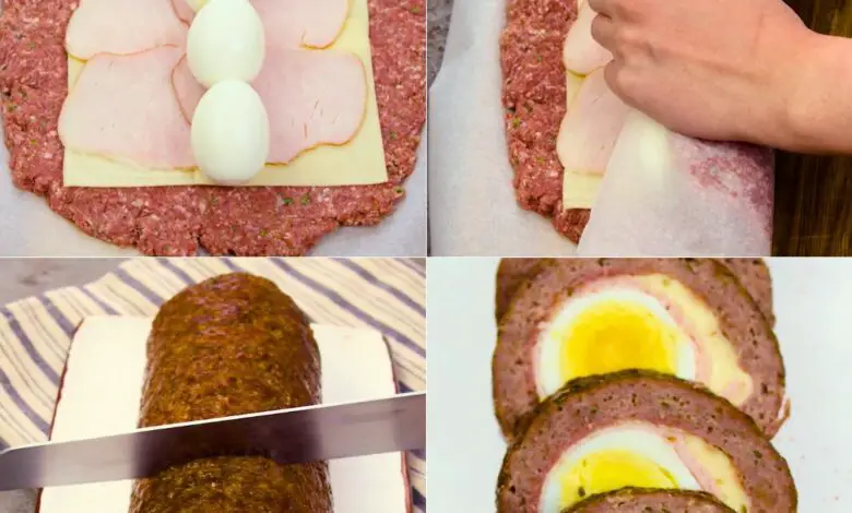 Pastel de carne relleno de huevo 1