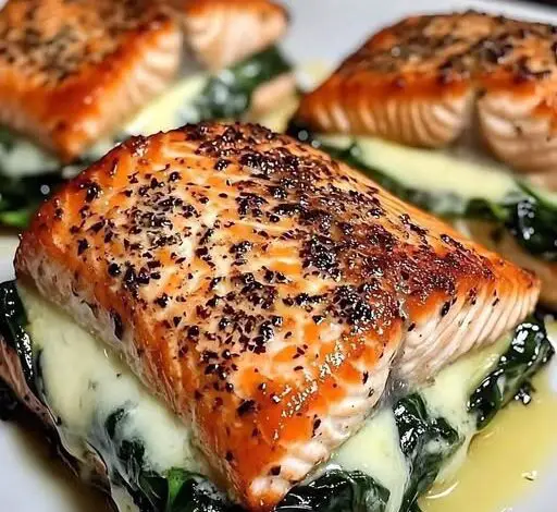 Salmón Ennegrecido Relleno de Espinacas y Parmesano 1