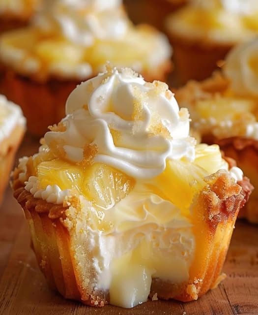 Cupcakes de Piña para el Cielo Sin Hornear