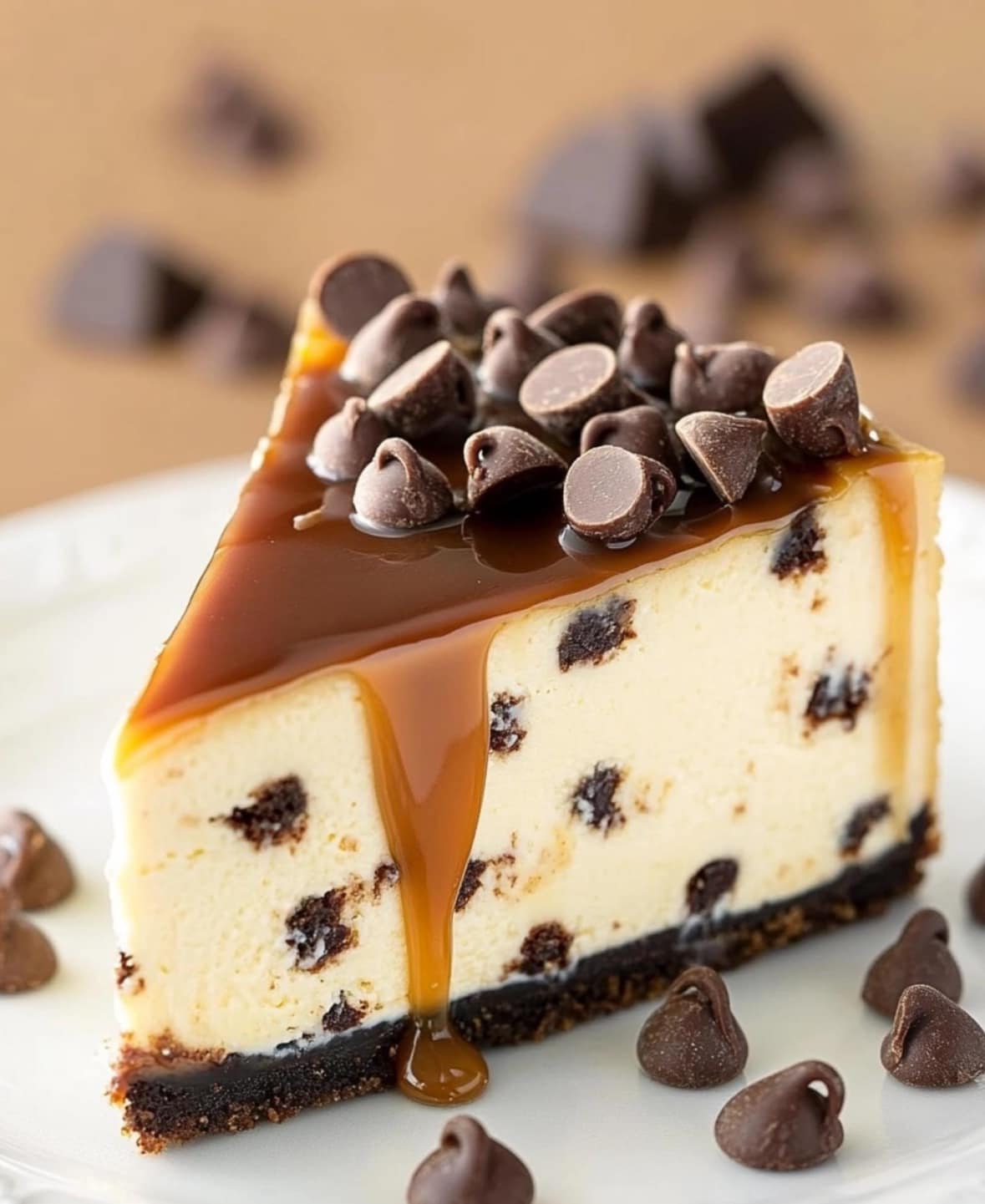 Tarta de Queso con Chispas de Chocolate y Caramelo