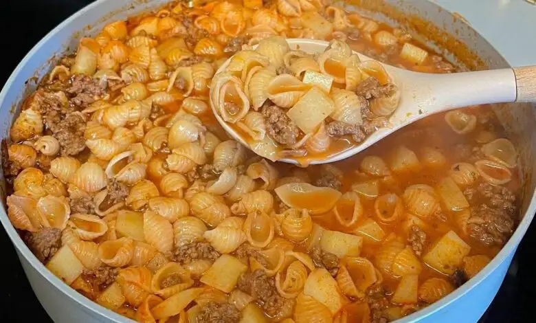 🍲 Sopa de Conchas con Carne Molida 😋 1