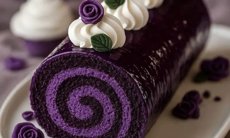 ROLLO DE PASTEL TERCIOPELO PÚRPURA (Purple Velvet Roll Cake) 1