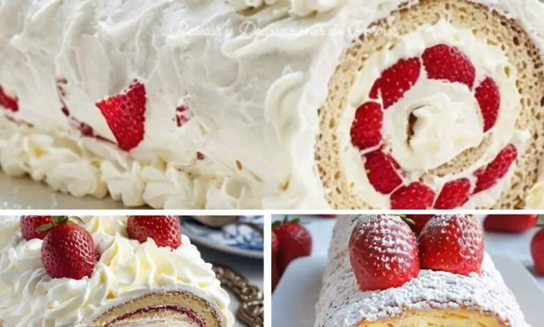 ROLLO DE FRESAS CON CREMA 1
