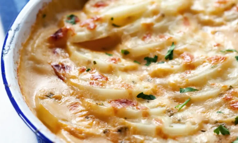 Gratinado de papas con quesos del mercado 1