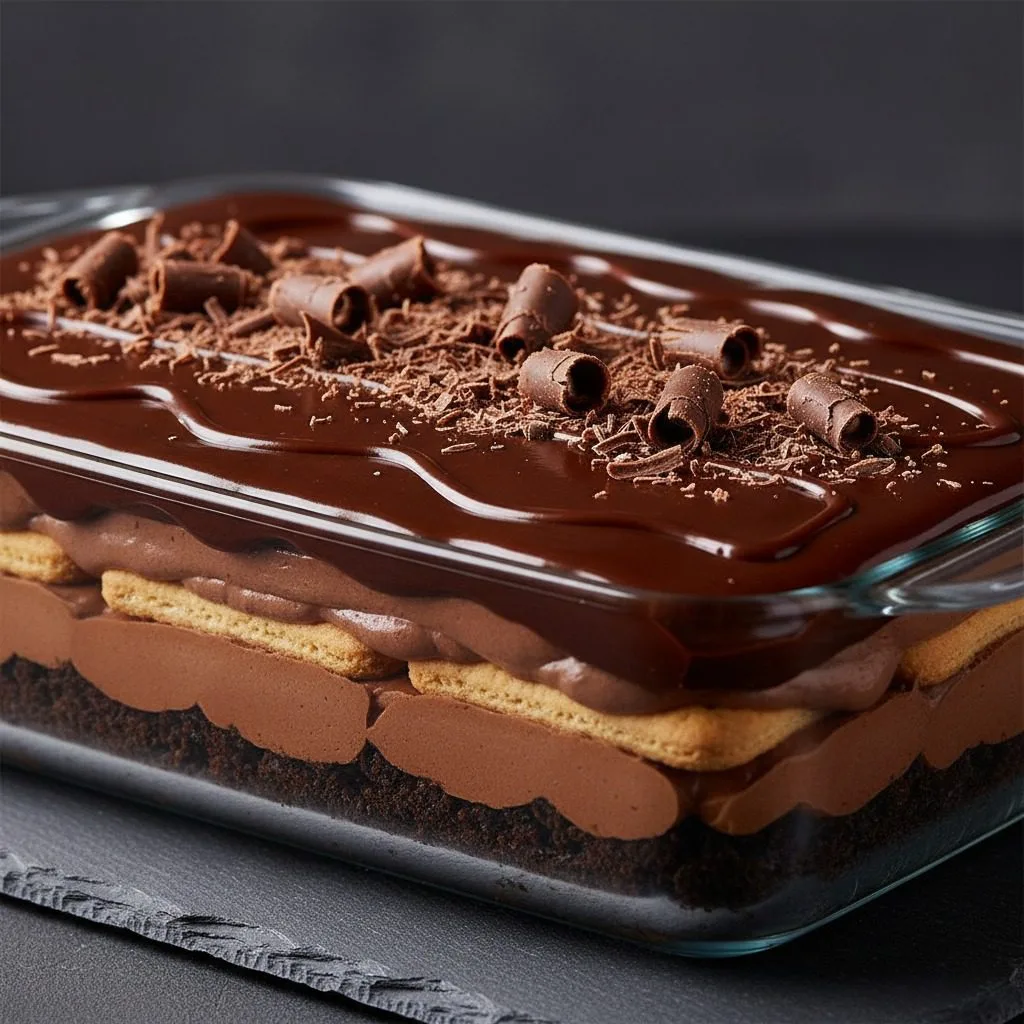 Postre Frío de Galletas con Crema de Chocolate