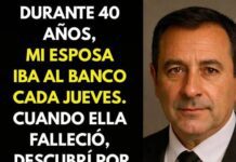 Mi esposa fue al banco todos los jueves durante 40 años. Cuando murió, descubrí por qué…