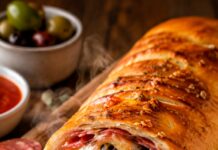 Stromboli de Salami, Queso y Aceitunas