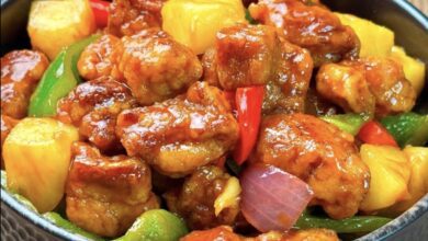 Cerdo Agridulce Estilo Oriental con Piña y Pimientos 9