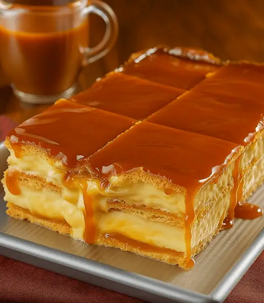 Pastel bomba frío de manzana con caramelo